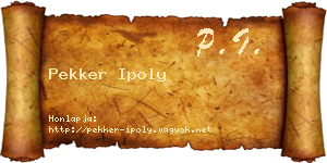 Pekker Ipoly névjegykártya